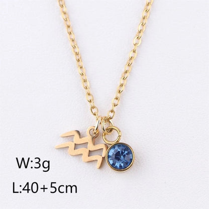 IG Style Beach Commute Constellation 304 Stainless Steel Rhinestones 18K Gold Plated Inlay Pendant Necklace