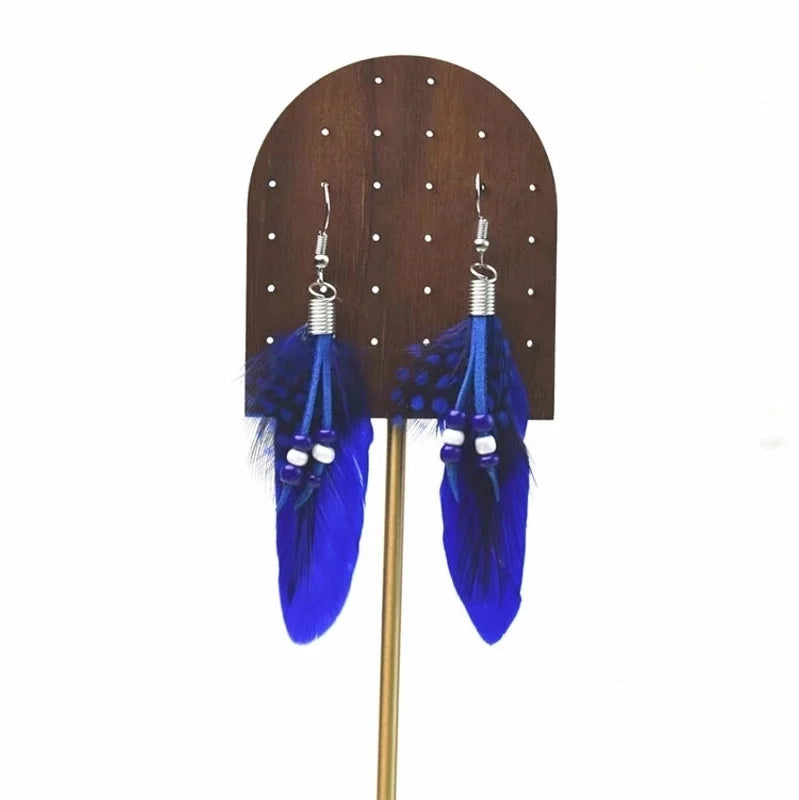 3 Pieces Explosions Long Tassel Feather Earrings Bohemian Ethnic Style Retro Earrings