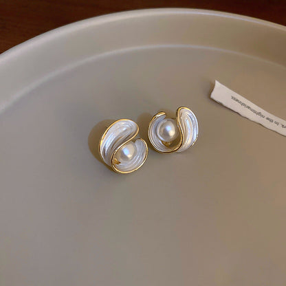 Mid-century Modern Round Geometric Copper Electroplating Earrings