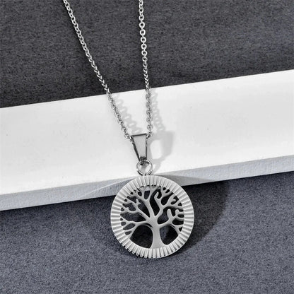 Casual Minimalist Life Tree 304 Stainless Steel Plating Pendant Necklace