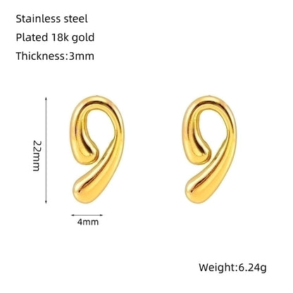 1 Pair Minimalist Classic Style Commute Solid Color Plating Stainless Steel Titanium Steel 18K Gold Plated Earrings