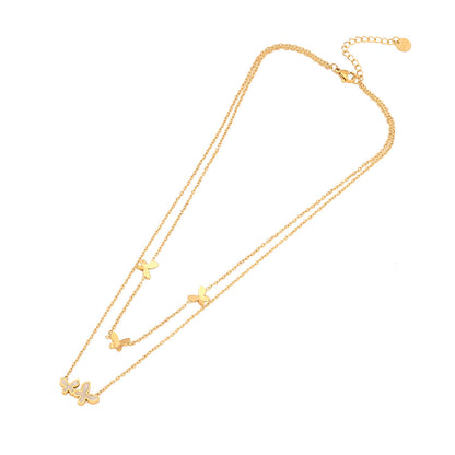 Fashion Butterfly Insect Stainless Steel Electroplating Necklaces