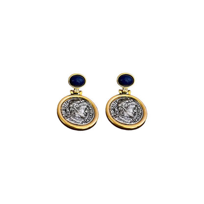French Round Geometric Alloy Earrings