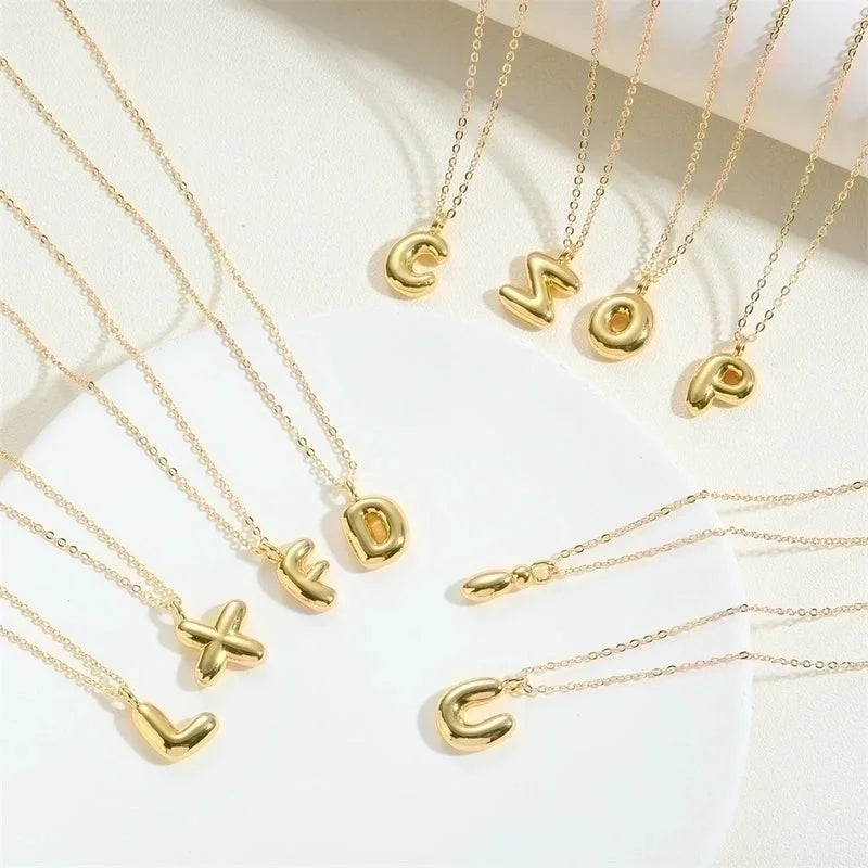 Copper 14K Gold Plated Minimalist Letter Pendant Necklace