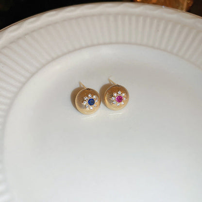 2 Pieces Minimalist Round Ellipse Geometric Copper Electroplating Earrings