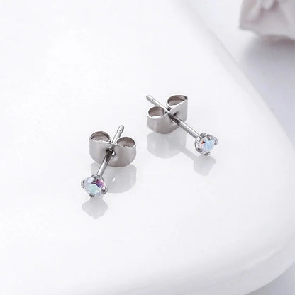 1 Pair Ear Cartilage Rings & Studs Minimalist Round 316L Stainless Steel Inlaid Zircon