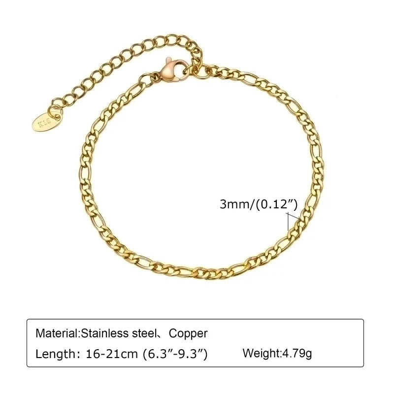 IG Style Casual Minimalist Geometric 201 Stainless Steel 18K Gold Plated Bracelets In Bulk