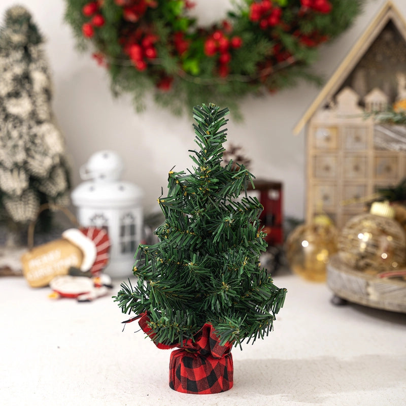 Christmas Cute Christmas Tree Plaid PVC Holiday Family Gathering Party Ornaments Decorations Table Decoration