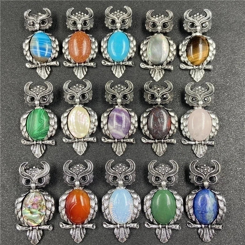 1 Piece Minimalist Owl Gem Plating Natural Stone Necklace