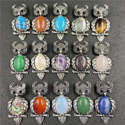 1 Piece Minimalist Owl Gem Plating Natural Stone Necklace