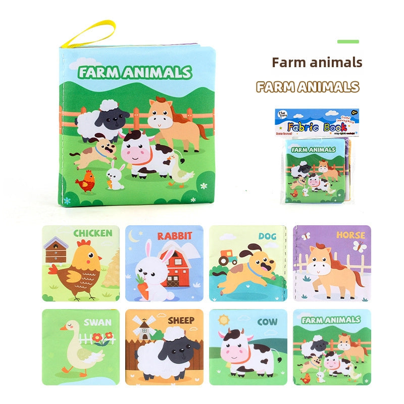 Hot Sale Enlightenment Early Education Baby Cloth Book English Animal Transport Cognitive Book Baby Cloth Book
