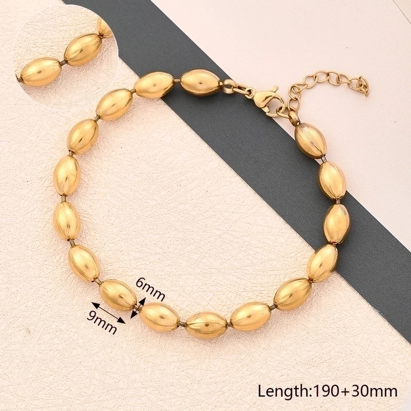 Casual Minimalist Round Oval Solid Color 304 Stainless Steel 18K Gold Plated Bracelets In Bulk