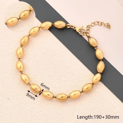 Casual Minimalist Round Oval Solid Color 304 Stainless Steel 18K Gold Plated Bracelets In Bulk