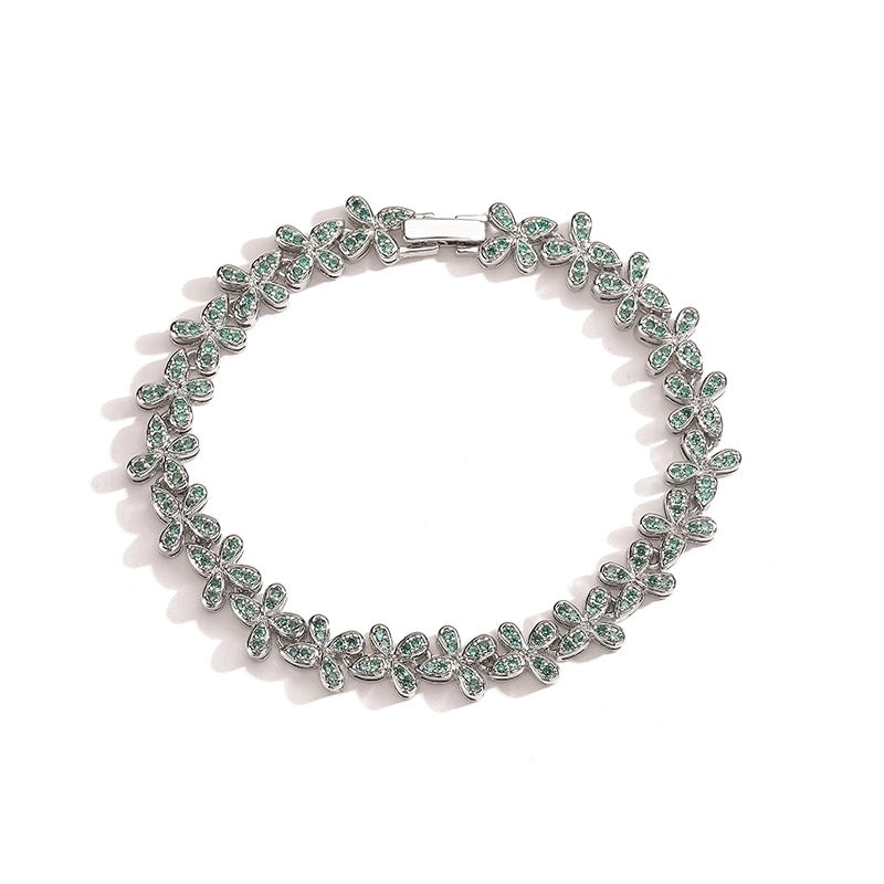 Copper 18K Gold Plated Plating Inlay Butterfly Zircon Bracelets Necklace