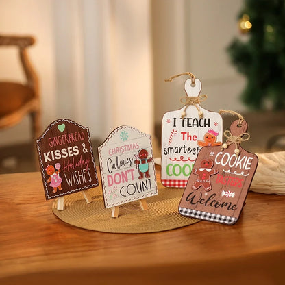 Christmas Cartoon Style Cute Pastoral Gingerbread Letter Wood Festival Hanging Ornaments Ornaments Decorative Props