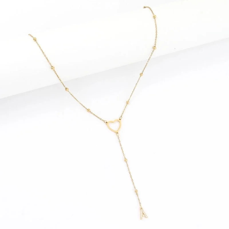 Elegant Minimalist Classic Style Letter Heart Shape 201 Stainless Steel 304 Stainless Steel Copper Zircon Stainless Steel Necklaces