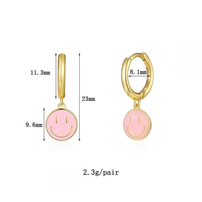 1 Pair Modern Style Classic Style Heart Shape Smile Face Copper Drop Earrings Ear Cuffs Earrings