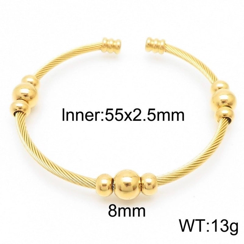 Minimalist Streetwear Solid Color Stainless Steel 18K Gold Plated Bangle In Bulk