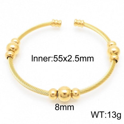 Minimalist Streetwear Solid Color Stainless Steel 18K Gold Plated Bangle In Bulk