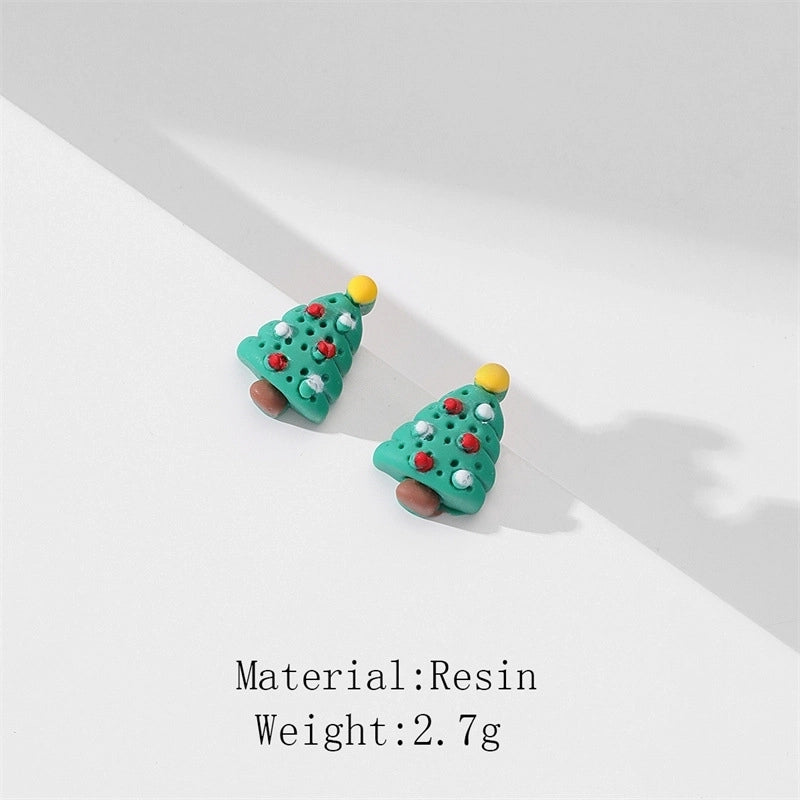 Cartoon Style Santa Claus Resin Epoxy Women's Ear Studs 1 Pair