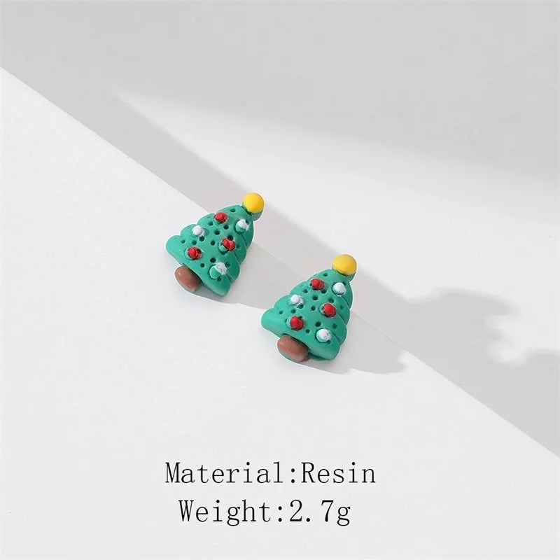 Cartoon Style Santa Claus Resin Epoxy Women's Ear Studs 1 Pair