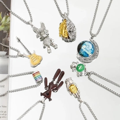 Hip-hop Animal Cartoon Character Alloy Titanium Steel Pendant Necklace In Bulk