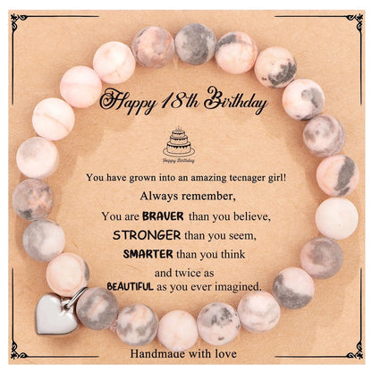 New Natural Stone Beaded Bracelet Birthday Christmas Gift Emperor Stone Powder Zebra Bracelet