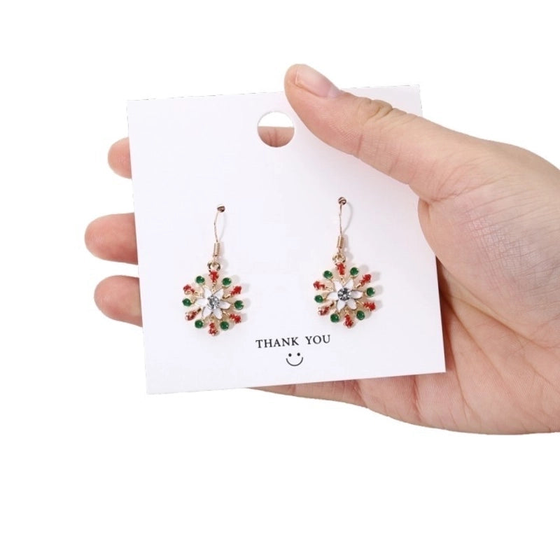 Fashion Christmas Tree Snowflake Elk Silver Plated Enamel Women's Earrings 1 Pair