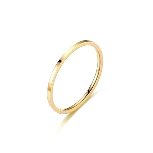 Minimalist Circle Titanium Steel 18K Gold Plated Plating Rings
