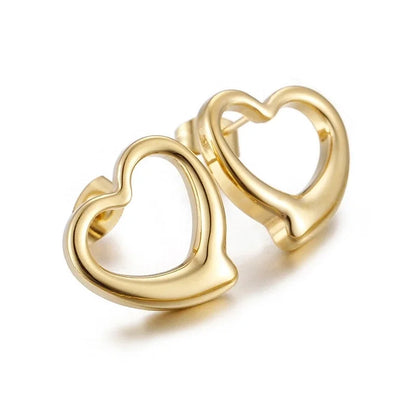 Fashion Heart Plating Titanium Steel No Inlaid 18K Gold Plated Earrings