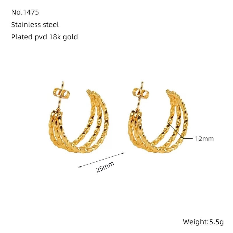 1 Pair Minimalist Classic Style Solid Color 304 Stainless Steel 18K Gold Plated Earrings Ear Studs