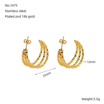 1 Pair Minimalist Classic Style Solid Color 304 Stainless Steel 18K Gold Plated Earrings Ear Studs