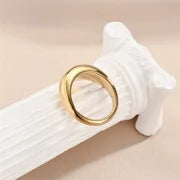 Minimalist Classic Style Solid Color Titanium Steel 18K Gold Plated Polishing Plating Rings