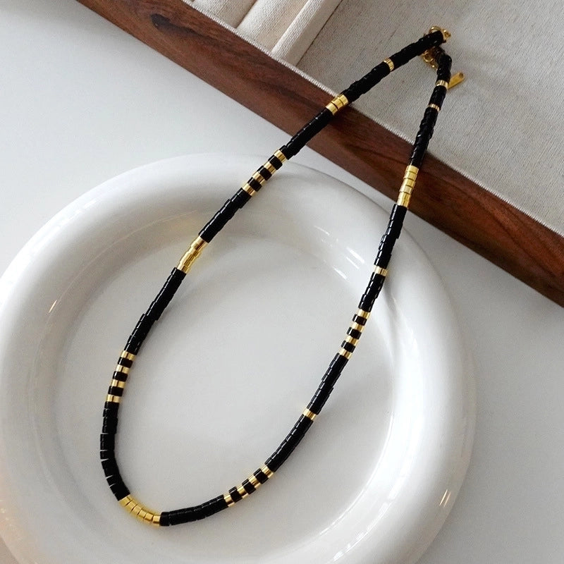 Minimalist Geometric Natural Stone Tiger Eye Pendant Necklace In Bulk