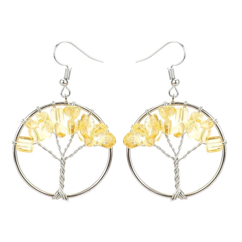 Fashion Tree Natural Stone Copper Beaded Plating Drop Earrings 1 Pair