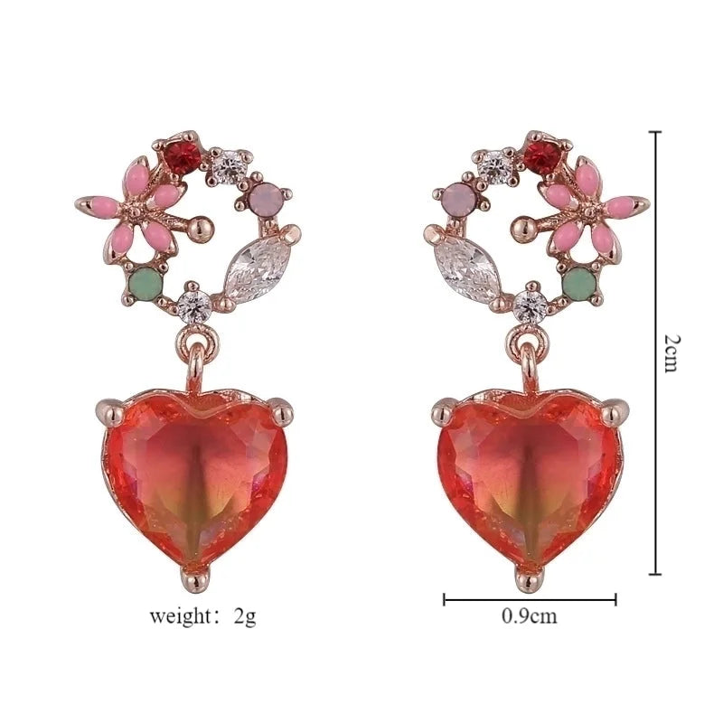 1 Pair Elegant Lady Streetwear Water Droplets Heart Shape Flower Hollow Out Inlay Steel Imitation Pearl Zircon Drop Earrings