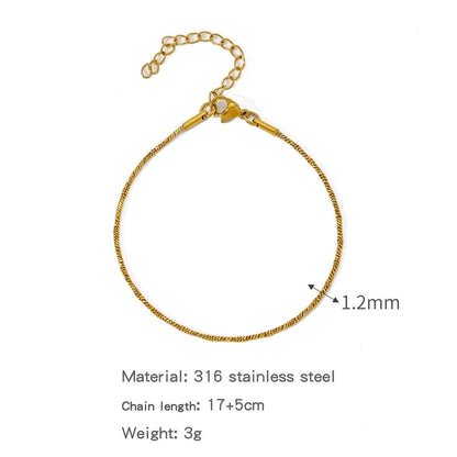 Minimalist Classic Style Geometric 304 Stainless Steel Cable Chain Snake Chain Bracelets In Bulk