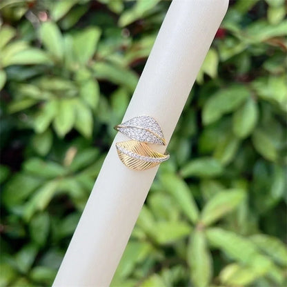 Copper 18K Gold Plated Inlay Heart Shape Zircon Open Rings