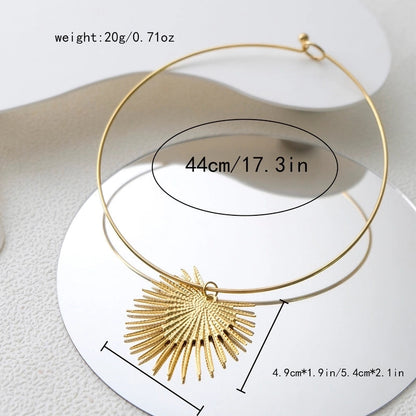 IG Style Casual Vacation Round Vortex Flower 304 Stainless Steel 14K Gold Plated Hollow Out Choker