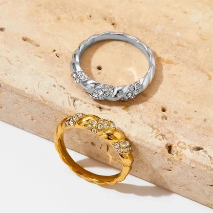 304 Stainless Steel 16K Gold Plated White Gold Plated Gold Plated Retro Plating Geometric Rings