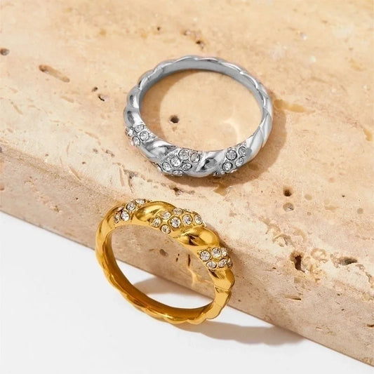 304 Stainless Steel 16K Gold Plated White Gold Plated Gold Plated Retro Plating Geometric Rings