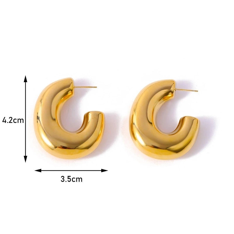 1 Pair Minimalist Geometric 304 Stainless Steel 18K Gold Plated Earrings