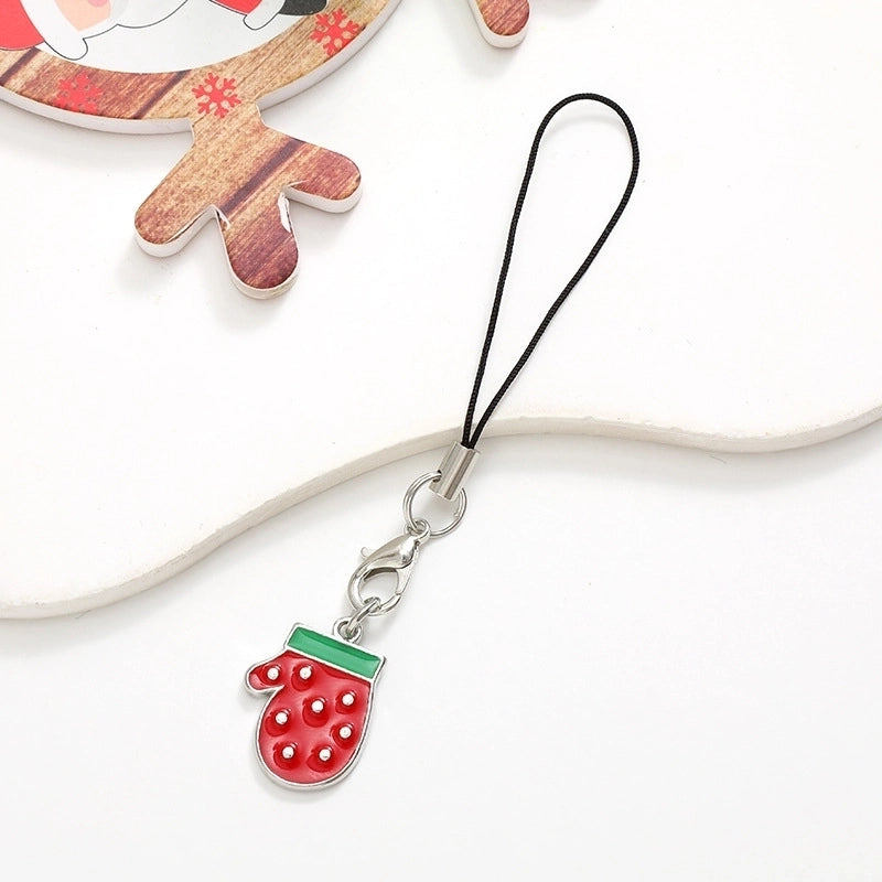 Cute Christmas Tree Snowman Snowflake Alloy Plating Christmas Bag Pendant Mobile Phone Chain