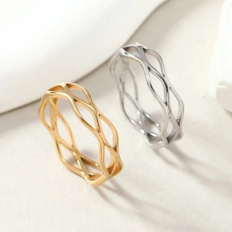 Minimalist Geometric 201 Stainless Steel Plating Rings