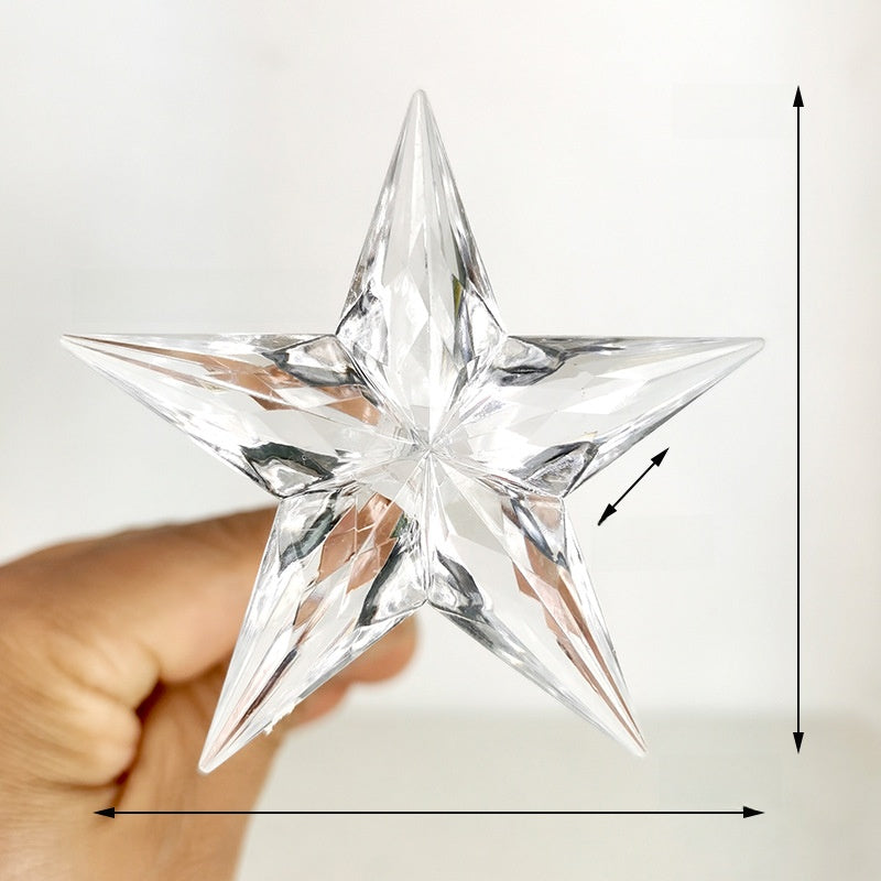10 Pieces Transparent Round Ball Snowflake Small Five-star Christmas Tree Light String Accessories Five-pointed Star Tree Top Star Christmas Decoration