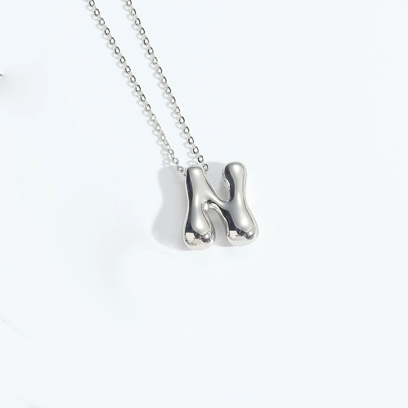 Copper White Gold Plated Letter Pendant Necklace