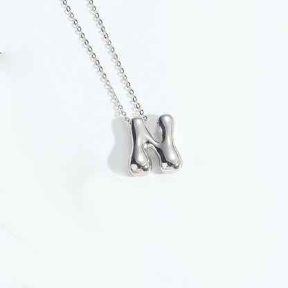 Copper White Gold Plated Letter Pendant Necklace