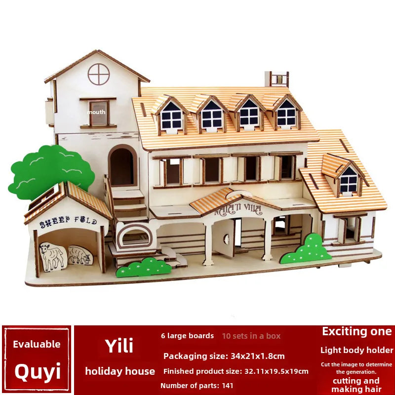 Stall Supply Children's Wooden 3D Puzzle Adult Puzzle Christmas Building Handmade Educational Model Toy