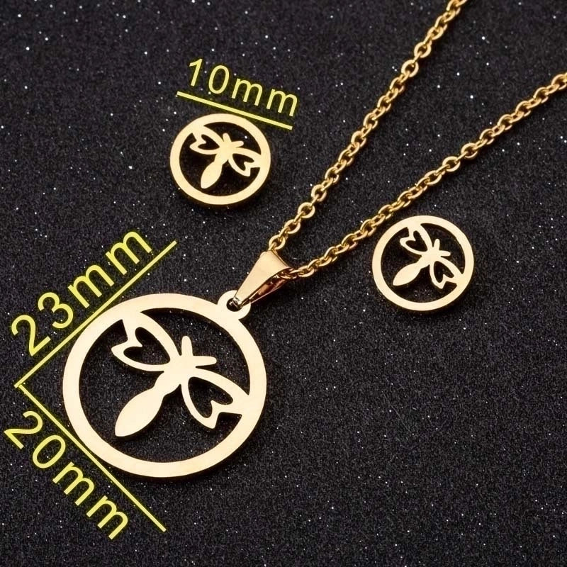 Minimalist Geometric Leaf Heart Shape Stainless Steel Plating Earrings Necklace 1 Set