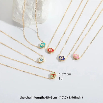 Copper 14K Gold Plated Enamel Pendant Necklace